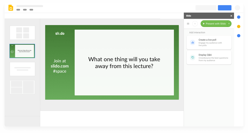 A feedback poll that displays the question "What one think will you take away from this lecture?"