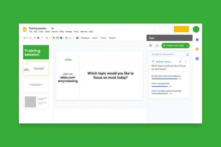 Slido for Google Slides integration is now available to all Slido users