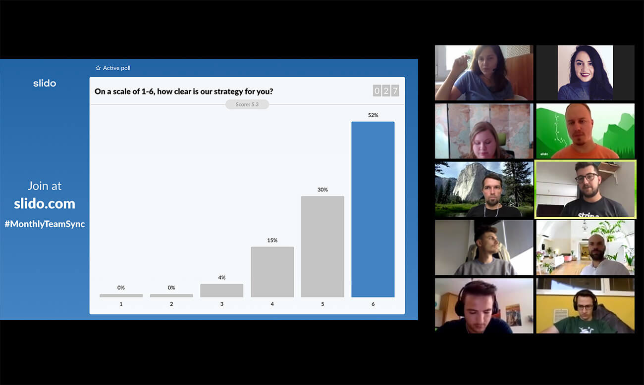 interactive Slido poll in a powerpoint presentation