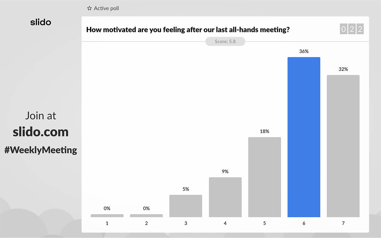 slido rating poll in a powerpoint presentation